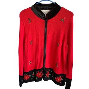 Vintage Tiara International Full Zip Sweater Women’s Large 90s Y2K Holiday